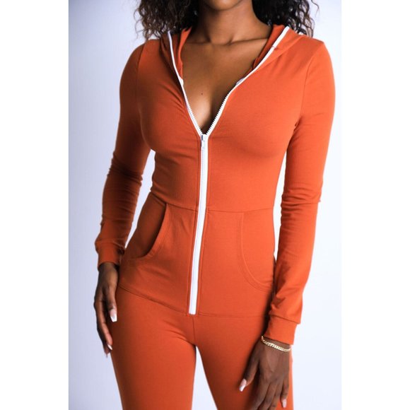 Boutique Pants - Women Zip Up Jumpsuit Romper Hoodie Lounge Long Sleeve One-piece Bodysuit Cuffed